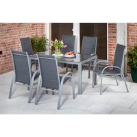 MERXX Gartenmöbelset »Amalfi«, 6 Sitzplätze, Aluminium/Textil – silberfarben Rabatt: 17 % MERXX Gartenmöbelset »Amalfi«, 6 Sitzplätze, Aluminium/Textil – silberfarben Rabatt: 17 %
