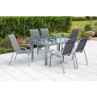 MERXX Gartenmöbelset »Amalfi«, 6 Sitzplätze, Aluminium/Textil – silberfarben Rabatt: 17 % MERXX Gartenmöbelset »Amalfi«, 6 Sitzplätze, Aluminium/Textil – silberfarben Rabatt: 17 %
