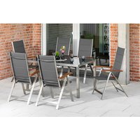 MERXX Gartenmöbelset »Ferrara«, 6 Sitzplätze, Edelstahl/Textil/Akazienholz – silberfarben Rabatt: 17 % MERXX Gartenmöbelset »Ferrara«, 6 Sitzplätze, Edelstahl/Textil/Akazienholz – silberfarben Rabatt: 17 %