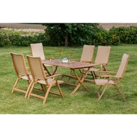 MERXX Gartenmöbelset »Capri«, 6 Sitzplätze, Stahl/Kunststoff/Akazienholz – beige Rabatt: 27 % MERXX Gartenmöbelset »Capri«, 6 Sitzplätze, Stahl/Kunststoff/Akazienholz – beige Rabatt: 27 %