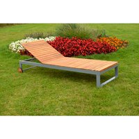 MERXX Gartenliege »Naxos«, Aluminium/Akazie/Textil, pulverbeschichtet, silber/grau/natur – beige MERXX Gartenliege »Naxos«, Aluminium/Akazie/Textil, pulverbeschichtet, silber/grau/natur – beige