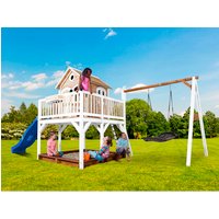 AXI Kinderspielhaus »Liam«, BxHxT: 613 x 291 x 277 cm, Holz, braun/weiß/blau Rabatt: 20 % AXI Kinderspielhaus »Liam«, BxHxT: 613 x 291 x 277 cm, Holz, braun/weiß/blau Rabatt: 20 %