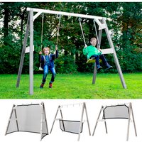 AXI Doppelschaukel & Sportnet, Holz/hemlockHolz – grau AXI Doppelschaukel & Sportnet, Holz/hemlockHolz – grau