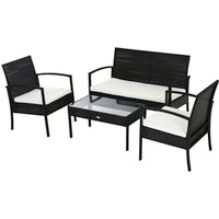 Outsunny Gartenmöbelset, 4 Sitzplätze, Metall/Rattan/Polyester – schwarz Outsunny Gartenmöbelset, 4 Sitzplätze, Metall/Rattan/Polyester – schwarz