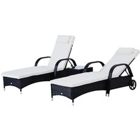 Outsunny Gartenliegen-Set, Eisen, inkl. Auflagen, BxHxT: 200 x 30 x 73 cm – schwarz Outsunny Gartenliegen-Set, Eisen, inkl. Auflagen, BxHxT: 200 x 30 x 73 cm – schwarz