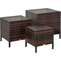 Outsunny Beistelltisch-Set, BxHxT: 60 x 60 x 54 cm, braun, Gestell aus Metall/Polyrattan Outsunny Beistelltisch-Set, BxHxT: 60 x 60 x 54 cm, braun, Gestell aus Metall/Polyrattan