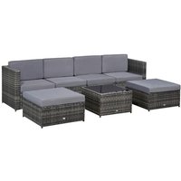 Outsunny Gartenmöbelset, 6 Sitzplätze, Stahl/Rattan – grau Outsunny Gartenmöbelset, 6 Sitzplätze, Stahl/Rattan – grau