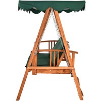 Outsunny Hollywoodschaukel, 3-Sitzer, natur/grün, inkl. Auflagen – gruen Outsunny Hollywoodschaukel, 3-Sitzer, natur/grün, inkl. Auflagen – gruen