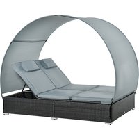 Outsunny Gartenliegen-Set, Stahl, inkl. Auflagen, BxHxT: 196 x 36,5 x 137 cm – grau Outsunny Gartenliegen-Set, Stahl, inkl. Auflagen, BxHxT: 196 x 36,5 x 137 cm – grau