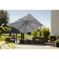 SCHNEIDER SCHIRME Ampelschirm »Rhodos Twist«, BxL: 300 x 300cm, quadratisch, Sonnenschutzfaktor: 50+ – silberfarben SCHNEIDER SCHIRME Ampelschirm »Rhodos Twist«, BxL: 300 x 300cm, quadratisch, Sonnenschutzfaktor: 50+ – silberfarben