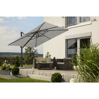 SCHNEIDER SCHIRME Ampelschirm »Rhodos Smart«, BxL: 300 x 300cm, quadratisch, Sonnenschutzfaktor: 50+ – silberfarben SCHNEIDER SCHIRME Ampelschirm »Rhodos Smart«, BxL: 300 x 300cm, quadratisch, Sonnenschutzfaktor: 50+ – silberfarben