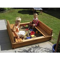 PROMADINO Sandkasten, mit klappbarer Abdeckung – braun PROMADINO Sandkasten, mit klappbarer Abdeckung – braun