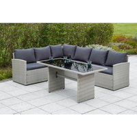 MERXX Gartenmöbelset »Lanzarote«, 7 Sitzplätze, Stahl/Kunststoffgeflecht, pulverbeschichtet – grau MERXX Gartenmöbelset »Lanzarote«, 7 Sitzplätze, Stahl/Kunststoffgeflecht, pulverbeschichtet – grau