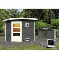 KARIBU Saunahaus, BxTxH: 231 x 196 x 226 cm, 9 kW Bio-Kombi-Ofen mit digitaler Steuerung – grau KARIBU Saunahaus, BxTxH: 231 x 196 x 226 cm, 9 kW Bio-Kombi-Ofen mit digitaler Steuerung – grau
