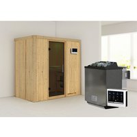 KARIBU Sauna »Pärnu«, inkl. 9 kW Bio-Kombi-Saunaofen mit externer Steuerung, für 2 Personen – beige KARIBU Sauna »Pärnu«, inkl. 9 kW Bio-Kombi-Saunaofen mit externer Steuerung, für 2 Personen – beige