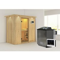 KARIBU Sauna »Pärnu«, inkl. 9 kW Bio-Kombi-Saunaofen mit externer Steuerung, für 2 Personen – beige KARIBU Sauna »Pärnu«, inkl. 9 kW Bio-Kombi-Saunaofen mit externer Steuerung, für 2 Personen – beige