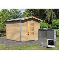KARIBU Saunahaus »Goldingen«, BxTxH: 231 x 273 x 235 cm, 9 kW Bio-Kombi-Ofen mit ext. Steuerung – beige KARIBU Saunahaus »Goldingen«, BxTxH: 231 x 273 x 235 cm, 9 kW Bio-Kombi-Ofen mit ext. Steuerung – beige