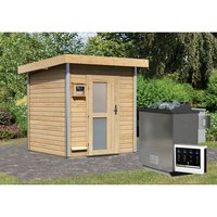KARIBU Saunahaus »Doblen«, BxTxH: 196 x 196 x 228 cm, 9 kW Bio-Kombi-Ofen mit ext. Steuerung – beige KARIBU Saunahaus »Doblen«, BxTxH: 196 x 196 x 228 cm, 9 kW Bio-Kombi-Ofen mit ext. Steuerung – beige