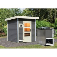 KARIBU Saunahaus »Doblen«, BxTxH: 196 x 196 x 228 cm, 9 kW Bio-Kombi-Ofen mit ext. Steuerung – bunt KARIBU Saunahaus »Doblen«, BxTxH: 196 x 196 x 228 cm, 9 kW Bio-Kombi-Ofen mit ext. Steuerung – bunt