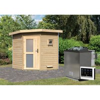 KARIBU Saunahaus »Bauske«, BxTxH: 196 x 196 x 226 cm, 9 kW Bio-Kombi-Ofen mit ext. Steuerung – beige KARIBU Saunahaus »Bauske«, BxTxH: 196 x 196 x 226 cm, 9 kW Bio-Kombi-Ofen mit ext. Steuerung – beige