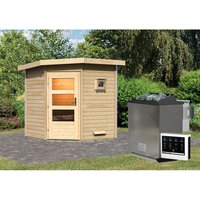 KARIBU Saunahaus »Bauske«, BxTxH: 196 x 196 x 226 cm, 9 kW Bio-Kombi-Ofen mit ext. Steuerung – beige KARIBU Saunahaus »Bauske«, BxTxH: 196 x 196 x 226 cm, 9 kW Bio-Kombi-Ofen mit ext. Steuerung – beige