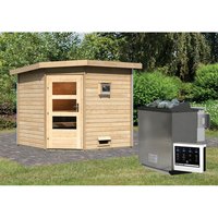 KARIBU Saunahaus »Ludsen«, BxTxH: 231 x 231 x 226 cm, 9 kW Bio-Kombi-Ofen mit ext. Steuerung – beige KARIBU Saunahaus »Ludsen«, BxTxH: 231 x 231 x 226 cm, 9 kW Bio-Kombi-Ofen mit ext. Steuerung – beige