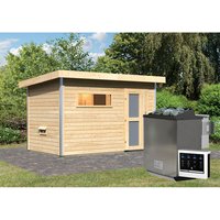 KARIBU Saunahaus »Schwanenburg 1«, BxTxH: 337 x 196 x 228 cm, 9 kW Bio-Kombi-Ofen mit ext. Steuerung – beige KARIBU Saunahaus »Schwanenburg 1«, BxTxH: 337 x 196 x 228 cm, 9 kW Bio-Kombi-Ofen mit ext. Steuerung – beige