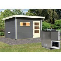 KARIBU Saunahaus »Schwanenburg 2«, BxTxH: 337 x 231 x 239 cm, 9 kW Bio-Kombi-Ofen mit ext. Steuerung – grau KARIBU Saunahaus »Schwanenburg 2«, BxTxH: 337 x 231 x 239 cm, 9 kW Bio-Kombi-Ofen mit ext. Steuerung – grau