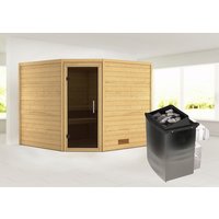 KARIBU Sauna »Leona«, inkl. 9 kW Saunaofen mit integrierter Steuerung, für 4 Personen – beige KARIBU Sauna »Leona«, inkl. 9 kW Saunaofen mit integrierter Steuerung, für 4 Personen – beige