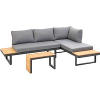 GREEMOTION Loungeset »Samara«, anthrazit/holzfarben, Metall, 4 Sitzplätze – grau GREEMOTION Loungeset »Samara«, anthrazit/holzfarben, Metall, 4 Sitzplätze – grau
