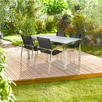 GREEMOTION Diningset »Sydney«, silberfarben/grau/holzfarben, Metall, 4 Sitzplätze GREEMOTION Diningset »Sydney«, silberfarben/grau/holzfarben, Metall, 4 Sitzplätze