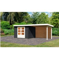 KARIBU Gartenhaus »Bastrup 3«, Holz, BxHxT: 579 x 217 x 237 cm (Außenmaße) – grau KARIBU Gartenhaus »Bastrup 3«, Holz, BxHxT: 579 x 217 x 237 cm (Außenmaße) – grau
