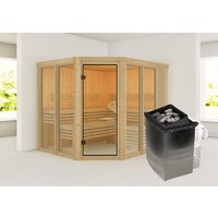 KARIBU Sauna »Aamse 3«, BxHxT:231 x 198 x 196 cm, ohne Dachkranz – beige KARIBU Sauna »Aamse 3«, BxHxT:231 x 198 x 196 cm, ohne Dachkranz – beige