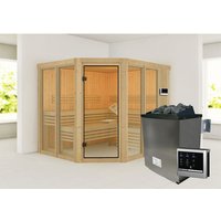 KARIBU Sauna »Aamse 3«, BxHxT:231 x 198 x 196 cm, ohne Dachkranz – beige KARIBU Sauna »Aamse 3«, BxHxT:231 x 198 x 196 cm, ohne Dachkranz – beige