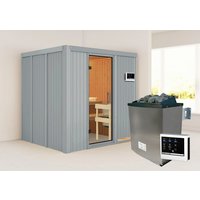 KARIBU Sauna »Rakvere«, BxHxT:196 x 198 x 170 cm, mit Dachkranz, terragrau Rabatt: 18 % KARIBU Sauna »Rakvere«, BxHxT:196 x 198 x 170 cm, mit Dachkranz, terragrau Rabatt: 18 %