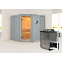 KARIBU Sauna »Vöru«, BxHxT:196 x 198 x 196 cm, lichtgrau – beige KARIBU Sauna »Vöru«, BxHxT:196 x 198 x 196 cm, lichtgrau – beige