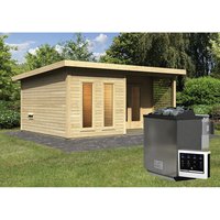 KARIBU Sauna »Kuusalu 8«, BxHxT:509 x 253 x 369 cm, 4 Personen – beige KARIBU Sauna »Kuusalu 8«, BxHxT:509 x 253 x 369 cm, 4 Personen – beige