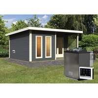 KARIBU Sauna »Kuusalu 8«, BxHxT:509 x 253 x 369 cm, 4 Personen – grau KARIBU Sauna »Kuusalu 8«, BxHxT:509 x 253 x 369 cm, 4 Personen – grau
