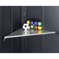 Ecostar Eckregal, BxL: 62,2 x 62,2 cm, Metall, für Gerätehaus – silberfarben Ecostar Eckregal, BxL: 62,2 x 62,2 cm, Metall, für Gerätehaus – silberfarben