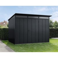 Ecostar Gerätehaus »Elegant-P«, Metall, BxHxT: 302,8 x 232,3 x 238 cm (Außenmaße inkl. Dachüberstand) – grau Ecostar Gerätehaus »Elegant-P«, Metall, BxHxT: 302,8 x 232,3 x 238 cm (Außenmaße inkl. Dachüberstand) – grau