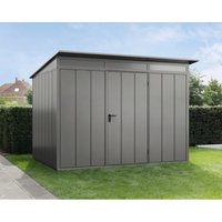 Ecostar Gerätehaus »Elegant-P«, Metall, BxHxT: 302,8 x 232,3 x 238 cm (Außenmaße) – grau Ecostar Gerätehaus »Elegant-P«, Metall, BxHxT: 302,8 x 232,3 x 238 cm (Außenmaße) – grau
