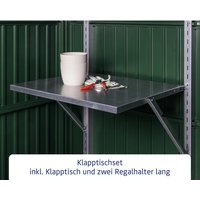 Ecostar Klapptisch, BxL: 70 x 59,1 cm, Metall, für Gerätehaus – silberfarben Ecostar Klapptisch, BxL: 70 x 59,1 cm, Metall, für Gerätehaus – silberfarben