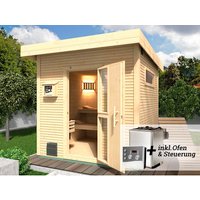 WEKA Saunahaus »Kuopio«, BxHxT: 263 x 253 x 298 cm, Nordisches Fichtenholz, für 4 Personen – beige WEKA Saunahaus »Kuopio«, BxHxT: 263 x 253 x 298 cm, Nordisches Fichtenholz, für 4 Personen – beige
