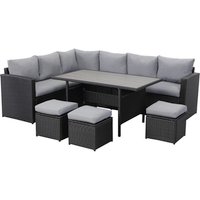 MeXo Gartenmöbelset »9546«, 6-teilig, Polyrattan/Textil/Metall – silberfarben MeXo Gartenmöbelset »9546«, 6-teilig, Polyrattan/Textil/Metall – silberfarben