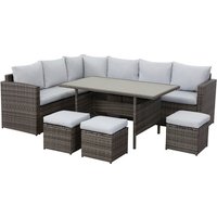 MeXo Gartenmöbelset »9546«, 6-teilig, Polyrattan/Textil/Metall – silberfarben MeXo Gartenmöbelset »9546«, 6-teilig, Polyrattan/Textil/Metall – silberfarben