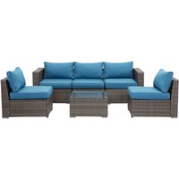 MeXo Gartenmöbelset »9569«, 4-teilig, Polyrattan/Textil/Metall – silberfarben MeXo Gartenmöbelset »9569«, 4-teilig, Polyrattan/Textil/Metall – silberfarben