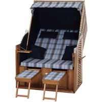 TRENDY BY DE VRIES Strandkorb »Trend 10+«, Akazienholz, natur – blau TRENDY BY DE VRIES Strandkorb »Trend 10+«, Akazienholz, natur – blau