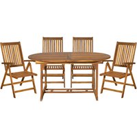 Möbilia Sitzgruppe, Akazie, geeignet für den Garten – braun Möbilia Sitzgruppe, Akazie, geeignet für den Garten – braun