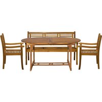 Möbilia Sitzgruppe, Akazie, geeignet für den Garten – braun Möbilia Sitzgruppe, Akazie, geeignet für den Garten – braun