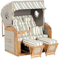 SUNNY SMART Strandkorb »Rustikal«, BxHxT: 135 x 160 x 98 cm, hellgrün/weiß/anthrazit, gestreift – grau | weiss SUNNY SMART Strandkorb »Rustikal«, BxHxT: 135 x 160 x 98 cm, hellgrün/weiß/anthrazit, gestreift – grau | weiss